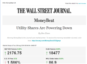 Snapshot of WSJ’s Moneybeat newsletter