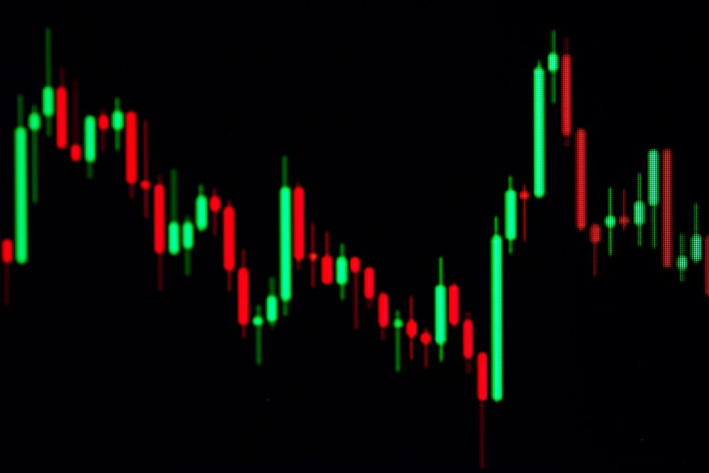 A candlestick chart trading market trends