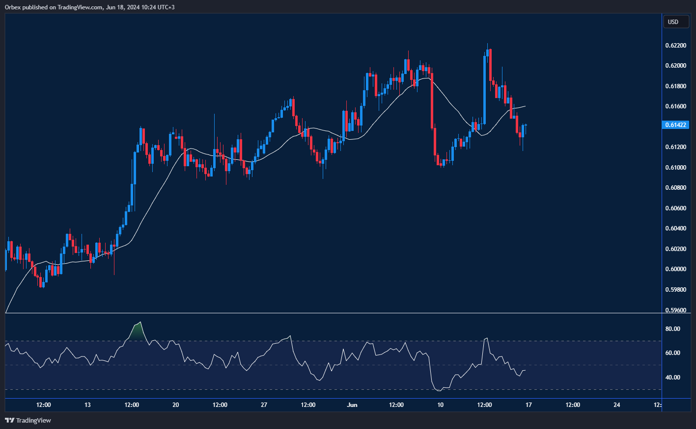 NZDUSD Chart: NZDUSD tests key support, eyeing a potential bullish move.