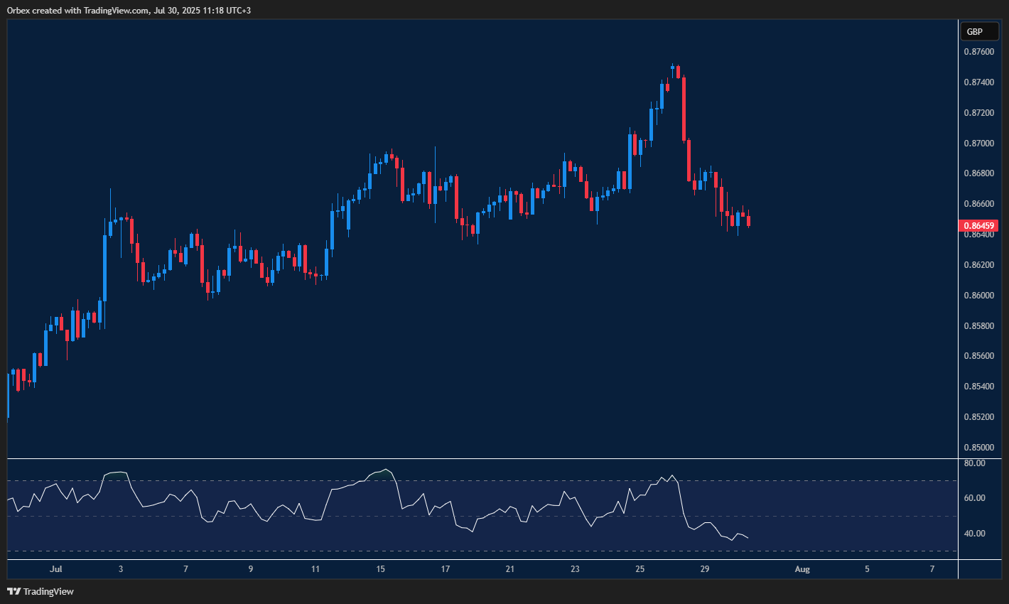 Euro drops again while RSI hints at slowdown in sell-off