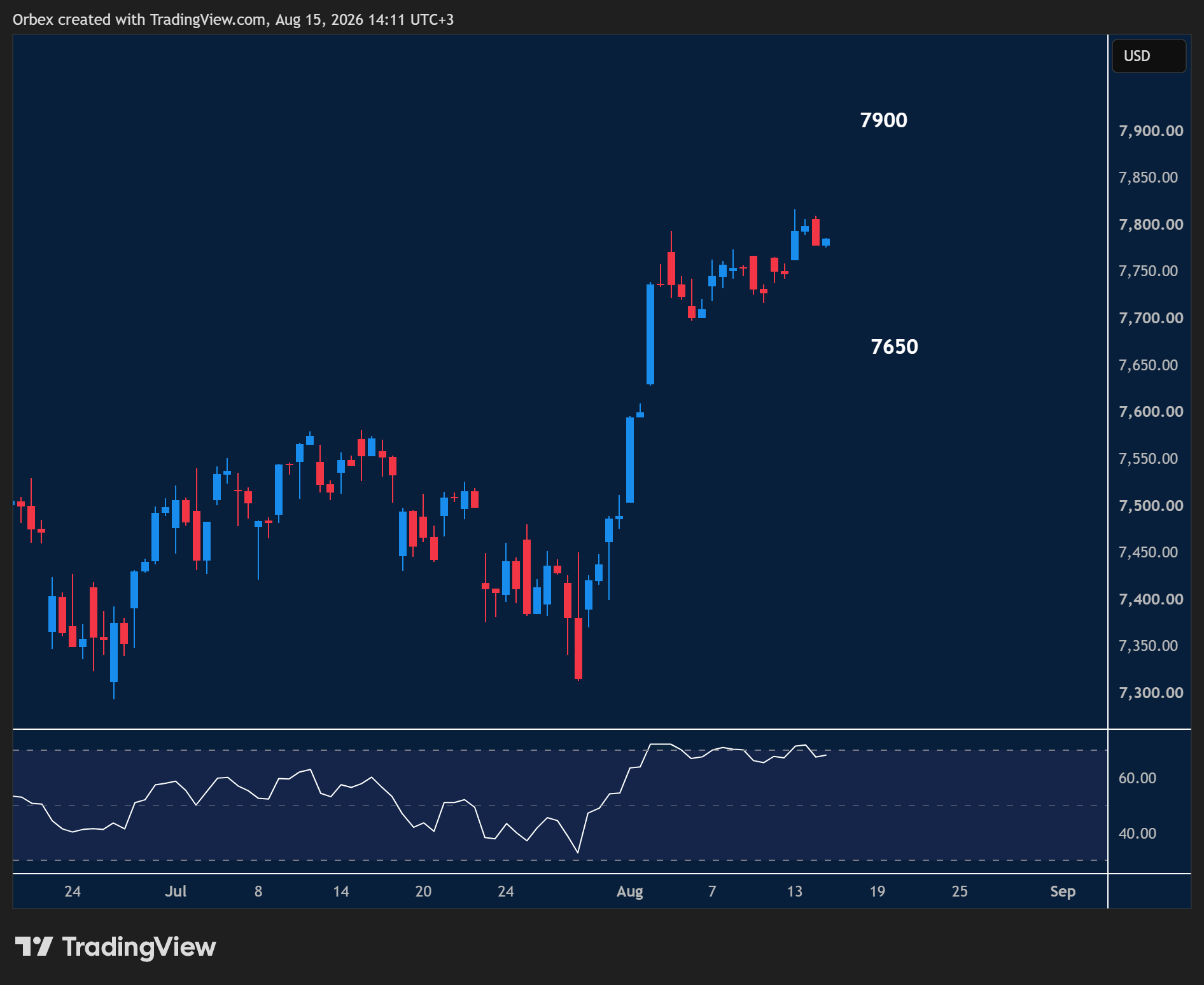 SPX 500 week ahead chart displaying price trends and key support and resistance levels. 