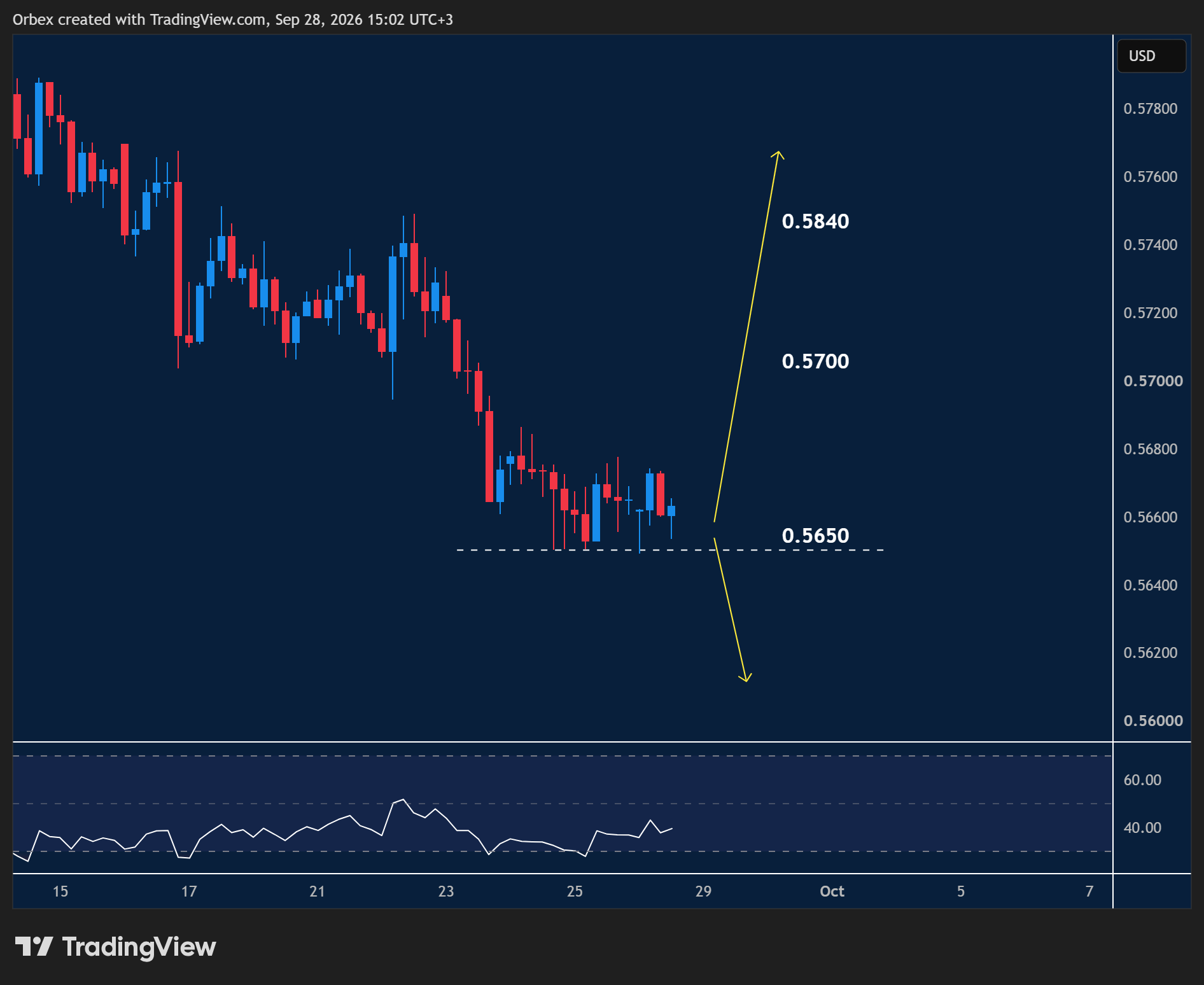 NZDUSD intraday chart displaying price trends and key support and resistance levels.