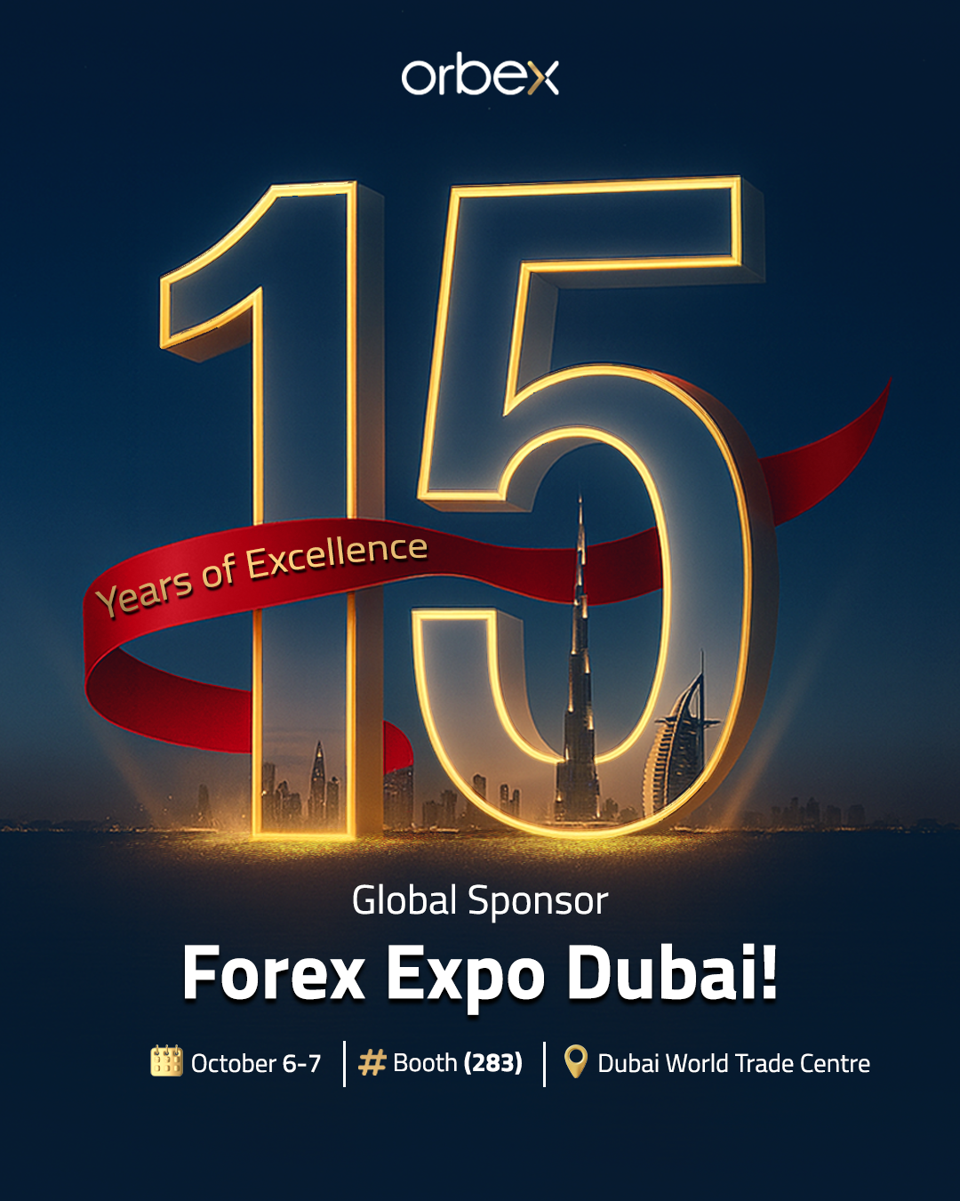 Orbex Celebrates 15 Years of Excellence as Global Sponsor at Forex Expo Dubai 2025!
